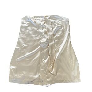 WAYDAMIN‎ Satin Wrap Skirt Cream Midi High Waist Tie Closure Size 3XL